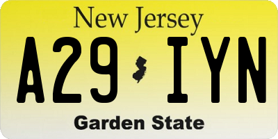 NJ license plate A29IYN