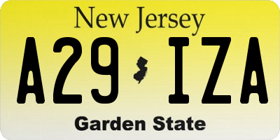 NJ license plate A29IZA