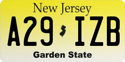 NJ license plate A29IZB