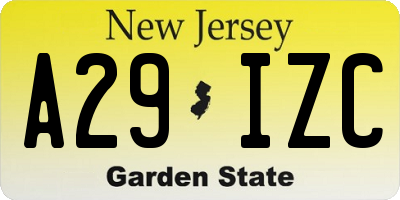 NJ license plate A29IZC