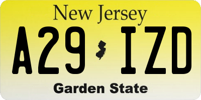 NJ license plate A29IZD