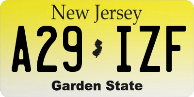 NJ license plate A29IZF