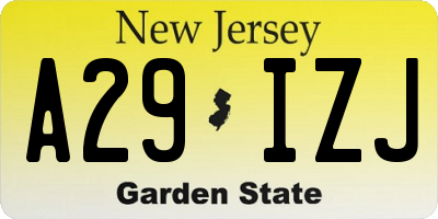 NJ license plate A29IZJ