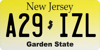 NJ license plate A29IZL