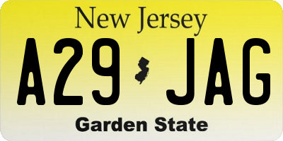 NJ license plate A29JAG