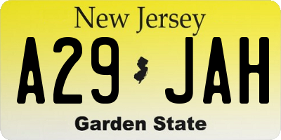 NJ license plate A29JAH