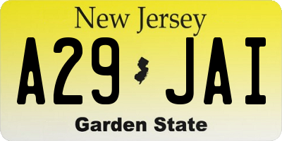 NJ license plate A29JAI