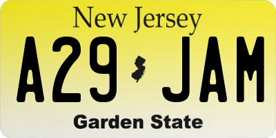 NJ license plate A29JAM
