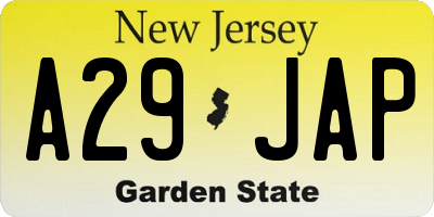 NJ license plate A29JAP