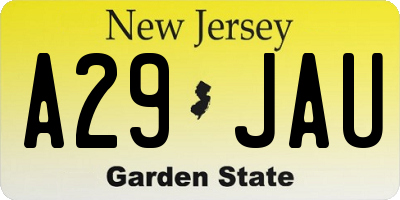 NJ license plate A29JAU