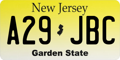 NJ license plate A29JBC