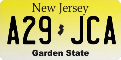 NJ license plate A29JCA