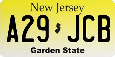 NJ license plate A29JCB