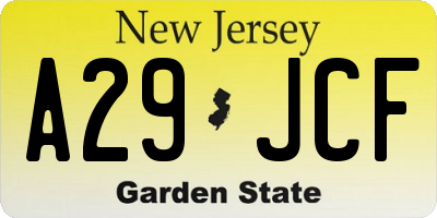 NJ license plate A29JCF