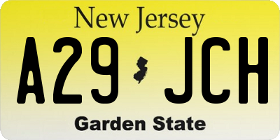 NJ license plate A29JCH