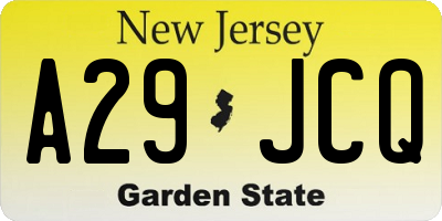 NJ license plate A29JCQ