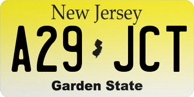 NJ license plate A29JCT