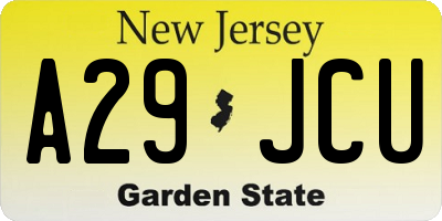 NJ license plate A29JCU