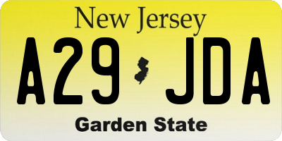 NJ license plate A29JDA