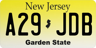 NJ license plate A29JDB