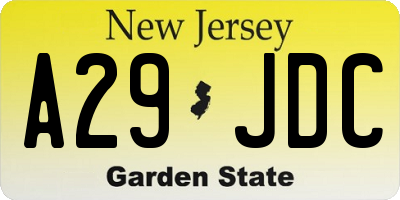 NJ license plate A29JDC