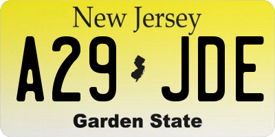 NJ license plate A29JDE