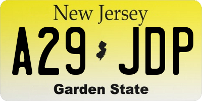 NJ license plate A29JDP