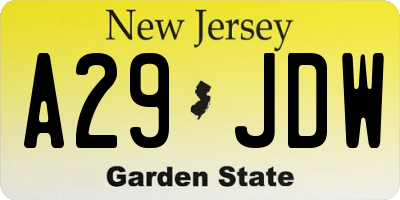 NJ license plate A29JDW