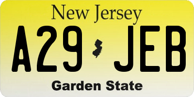 NJ license plate A29JEB