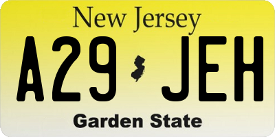 NJ license plate A29JEH