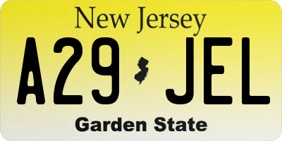 NJ license plate A29JEL