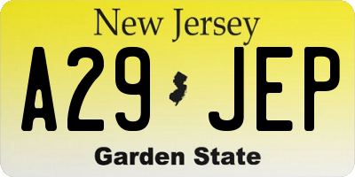 NJ license plate A29JEP