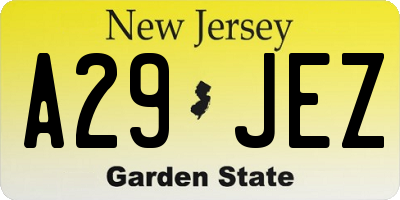 NJ license plate A29JEZ