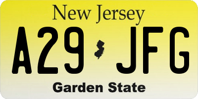 NJ license plate A29JFG