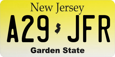 NJ license plate A29JFR