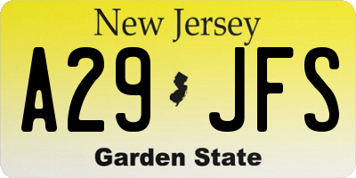 NJ license plate A29JFS