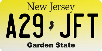 NJ license plate A29JFT