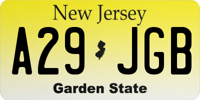 NJ license plate A29JGB