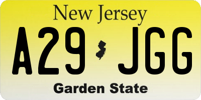 NJ license plate A29JGG
