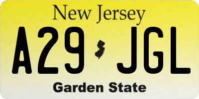 NJ license plate A29JGL