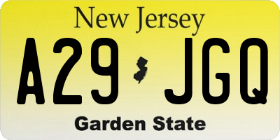 NJ license plate A29JGQ