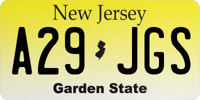 NJ license plate A29JGS