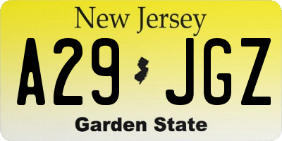 NJ license plate A29JGZ