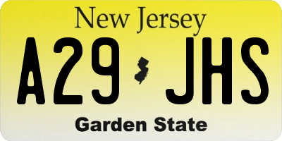 NJ license plate A29JHS