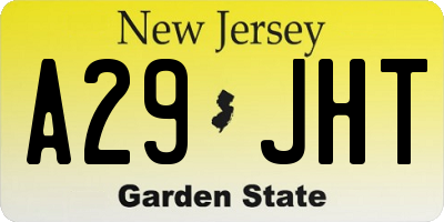 NJ license plate A29JHT