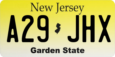 NJ license plate A29JHX