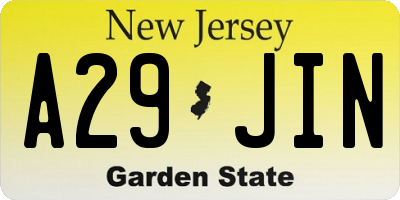 NJ license plate A29JIN