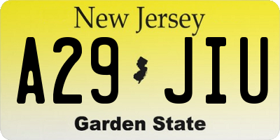 NJ license plate A29JIU