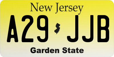 NJ license plate A29JJB