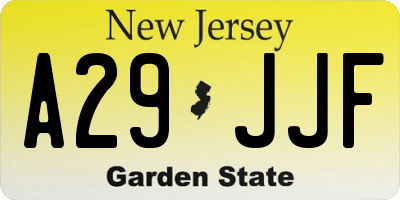 NJ license plate A29JJF
